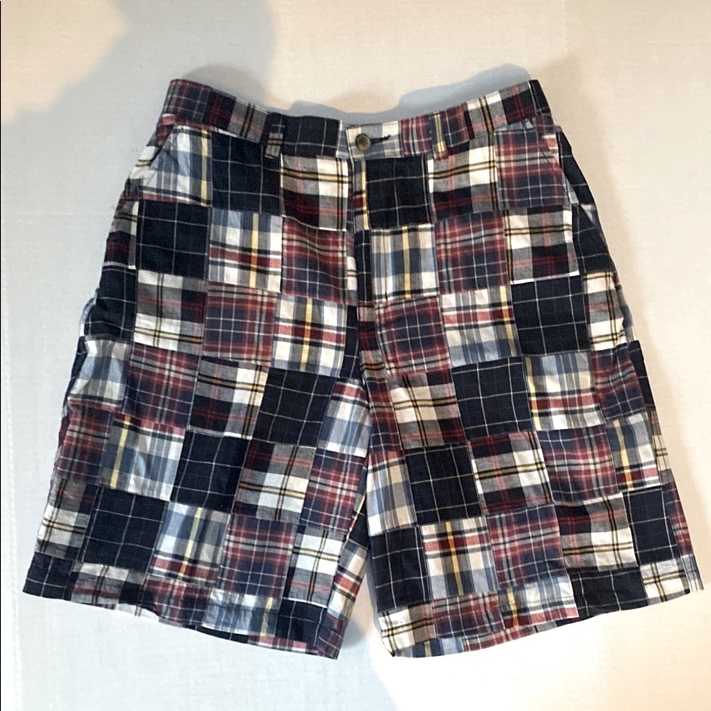 Men's Plaid Madras Patchwork Shorts. Size 36R